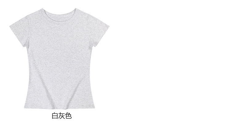 200g ribbed cotton slim waist short women T-shirt G21-S601