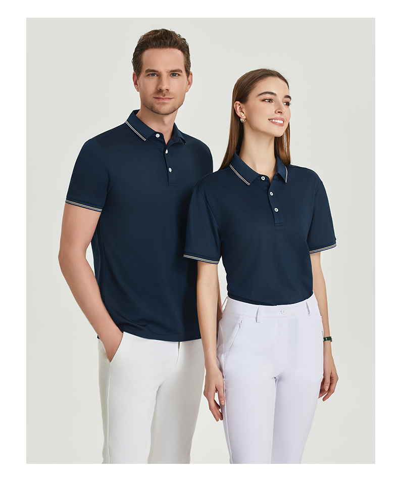 Breathable moisture-wicking mercerized pearl short-sleeved lapel polo shirt GJ61-W2822001