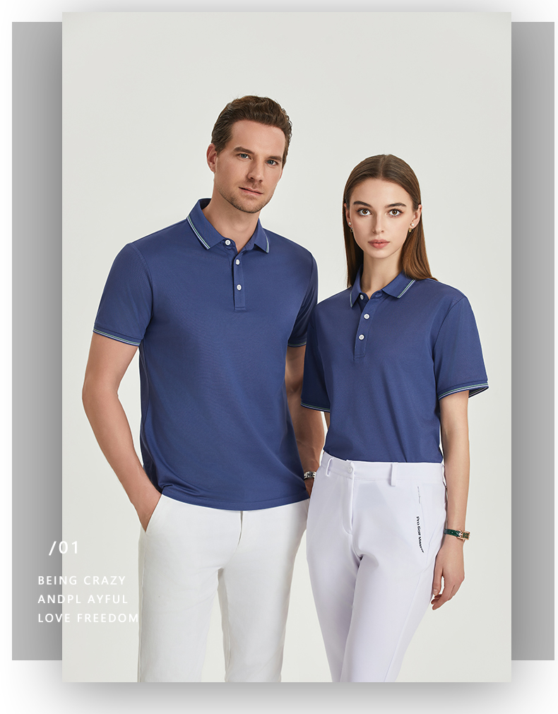 Breathable moisture-wicking mercerized pearl short-sleeved lapel polo shirt GJ61-W2822001