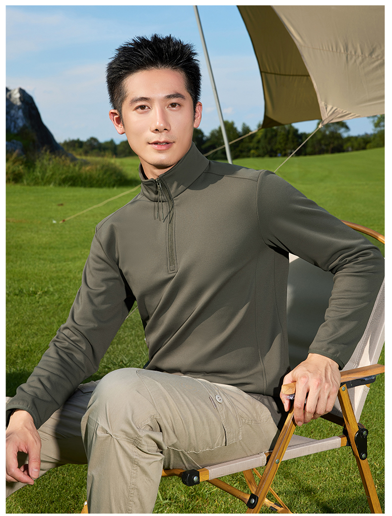 210g zero pressure Toray light stone heating half chest zipper long sleeve functional shirt GJ11-8837