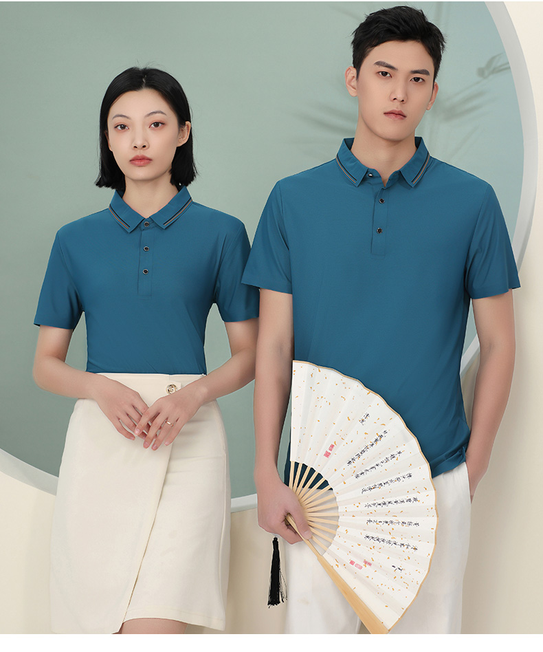 180g comfortable slim seamless color edge short sleeve lapel W01-F835