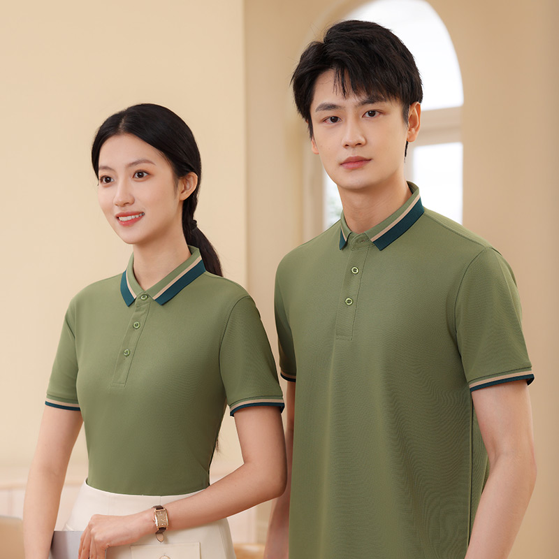 220g imitation cotton double yarn workwear short-sleeved lapel polo shirt L18-6605