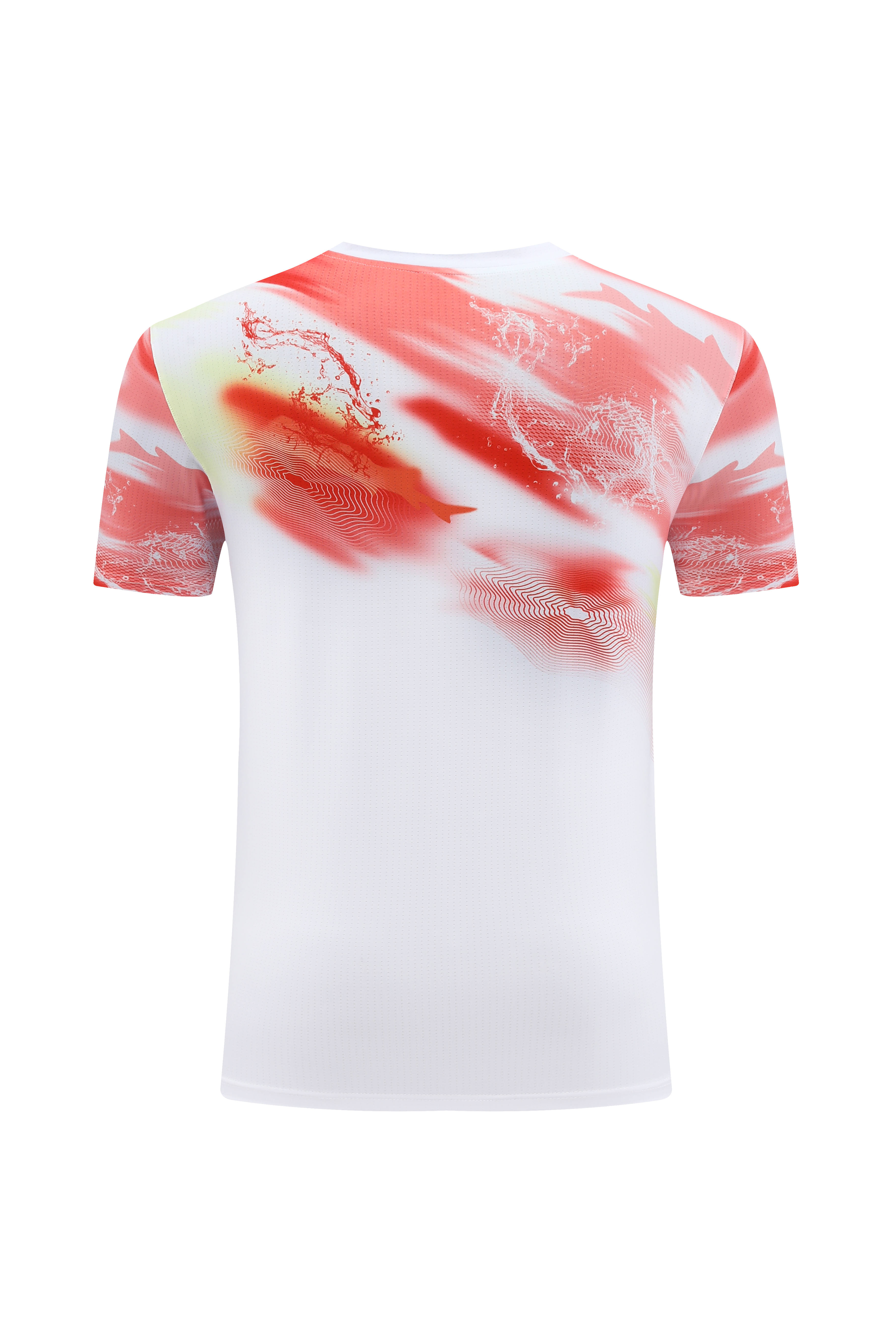 Moisture wicking quick-drying high-elastic fabric printed round neck short sleeves 110-1846