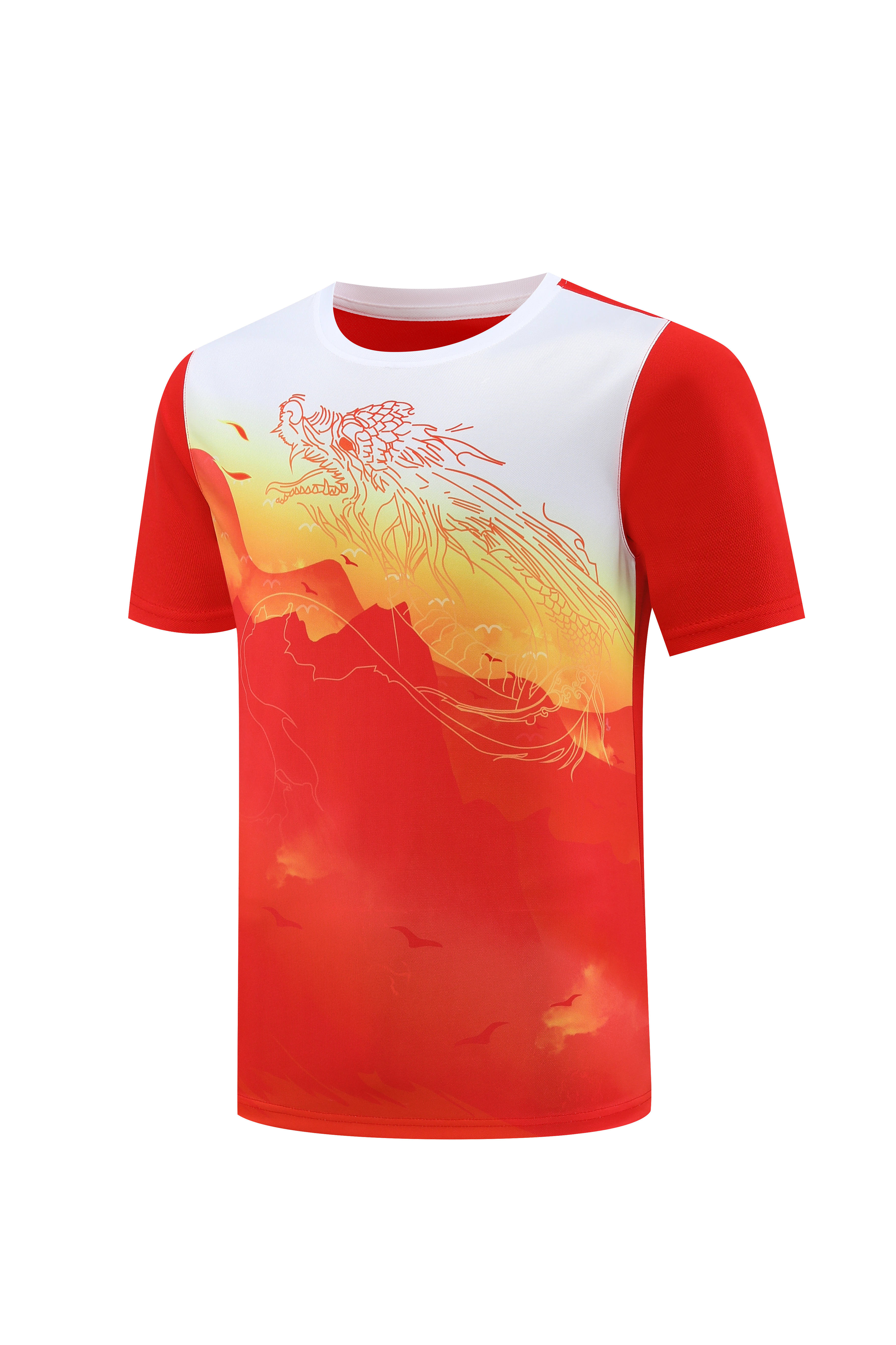 Gradient Printing Pearl Quick Dry Round Neck Short Sleeve 110-1856