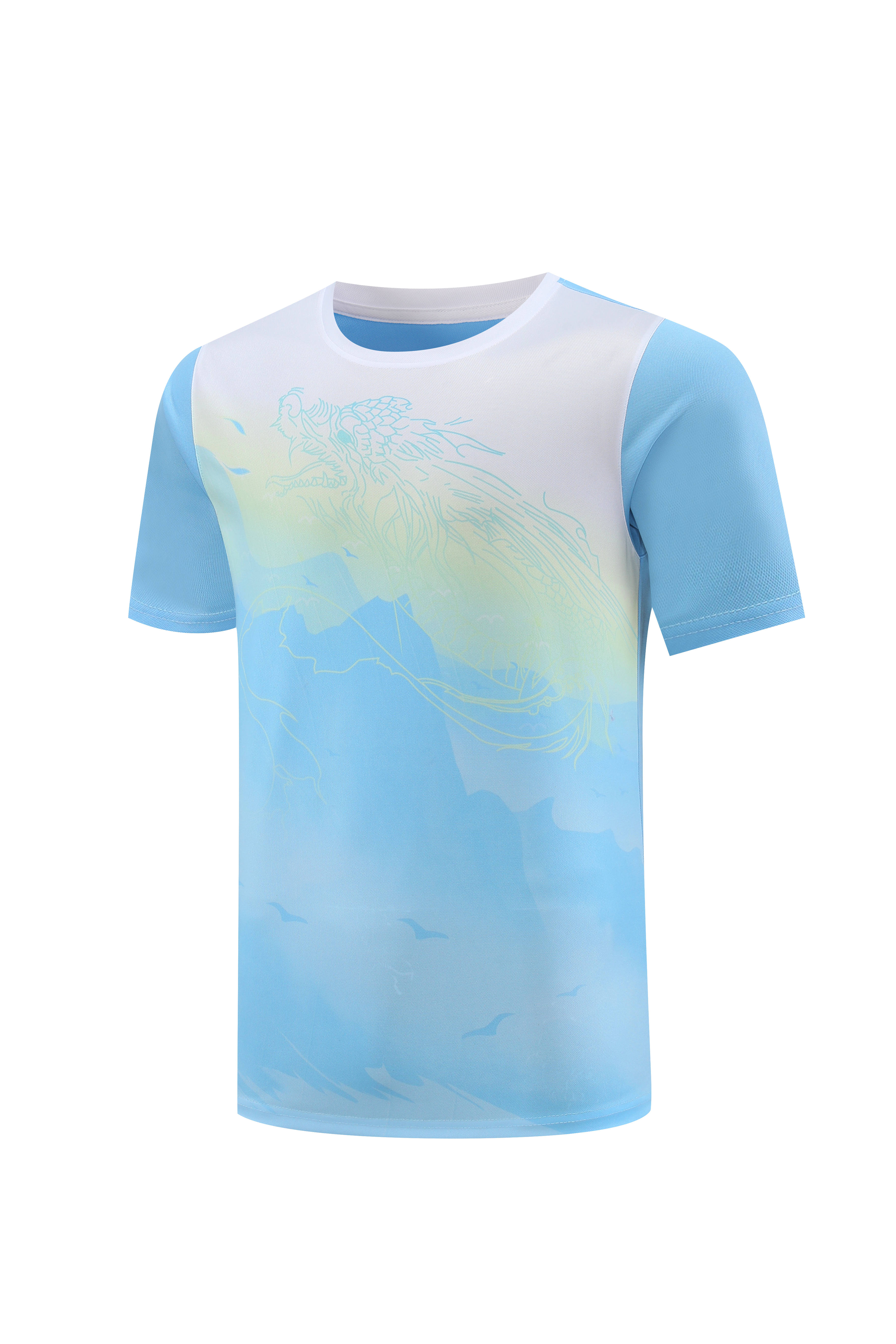 Gradient Printing Pearl Quick Dry Round Neck Short Sleeve 110-1856