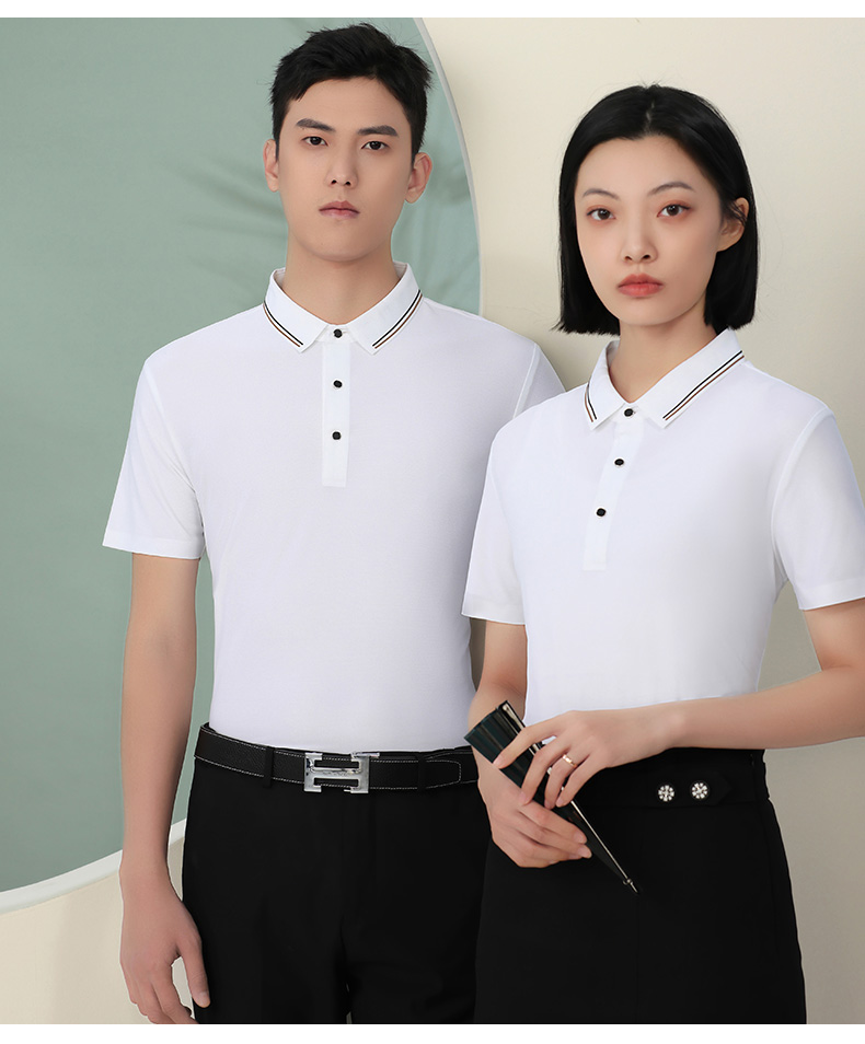 180g comfortable slim seamless color edge short sleeve lapel W01-F835