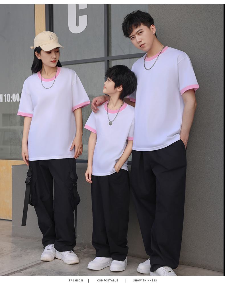 200G parent-child bump edge children round neck short sleeves SNS-3302