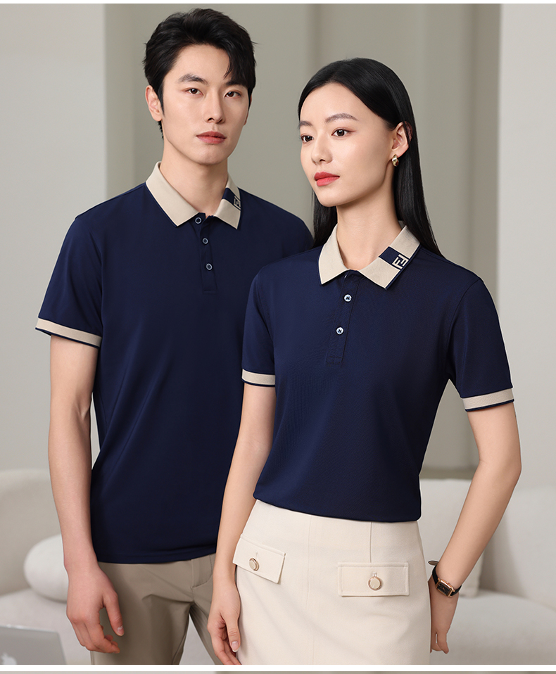 200g comfortable skin-friendly ice ion color double F short-sleeved lapel polo shirt HW01-932