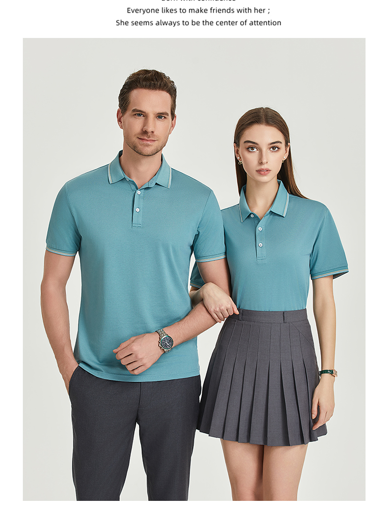 Breathable moisture-wicking mercerized pearl short-sleeved lapel polo shirt GJ61-W2822001