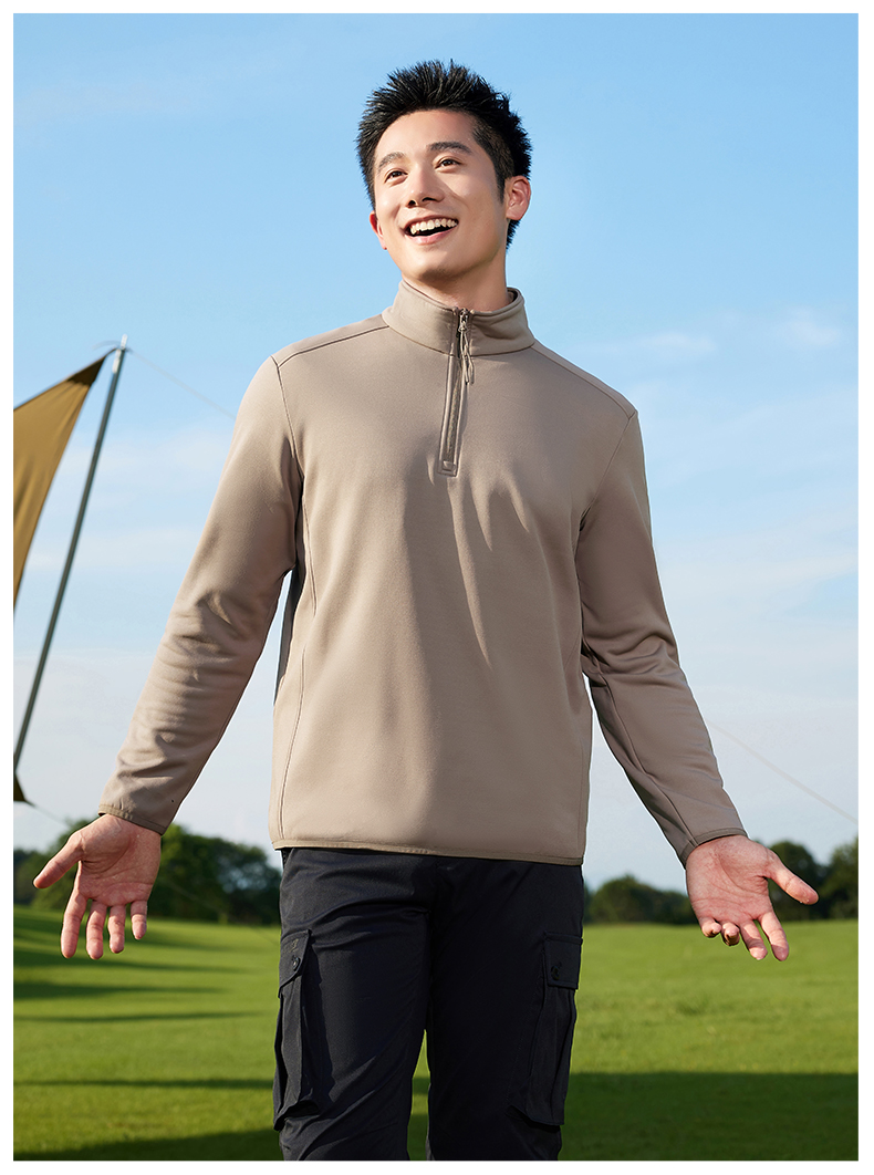 210g zero pressure Toray light stone heating half chest zipper long sleeve functional shirt GJ11-8837