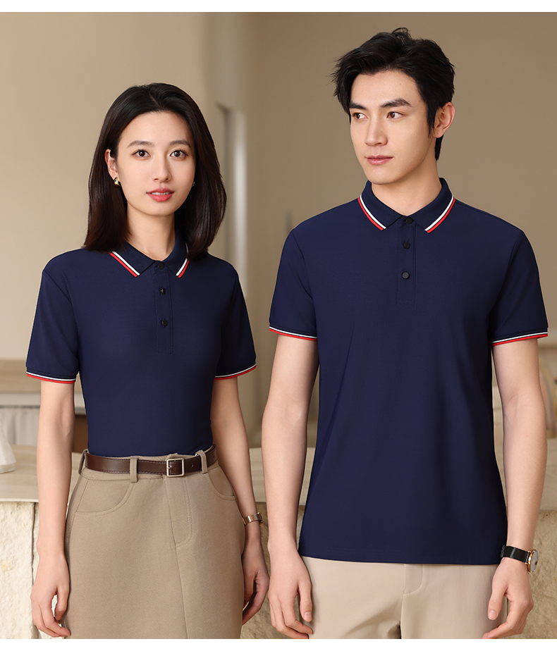 Ice silk brocade spandex short-sleeved lapel POLO shirt GJ20-2598