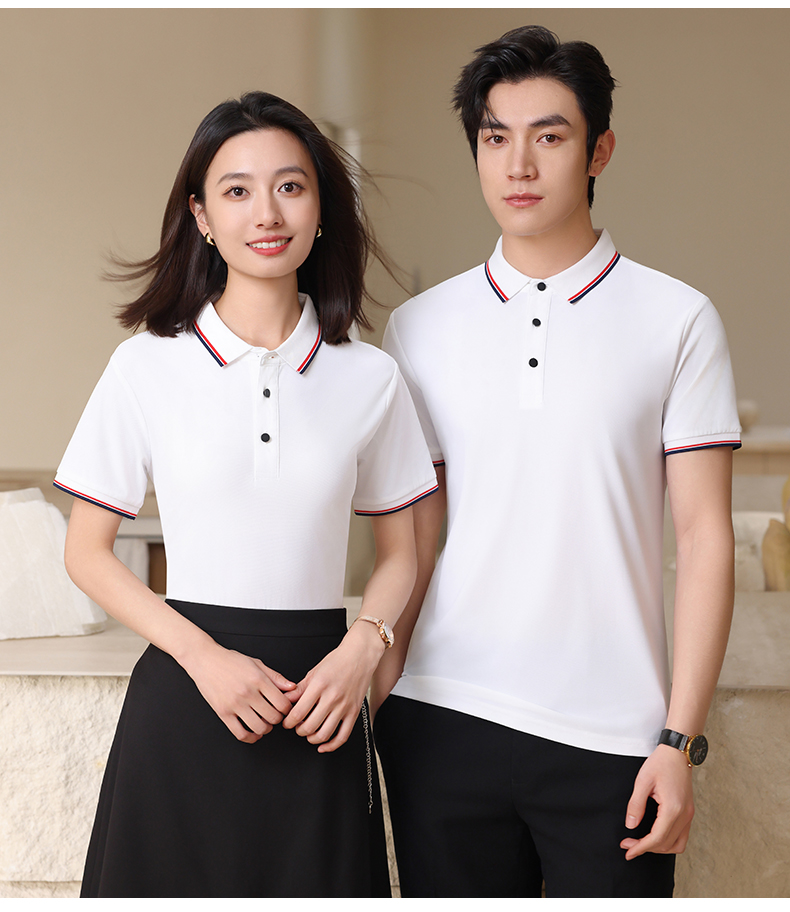 Ice silk brocade spandex short-sleeved lapel POLO shirt GJ20-2598