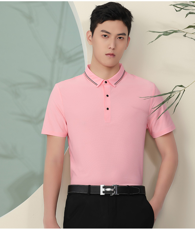 180g comfortable slim seamless color edge short sleeve lapel W01-F835