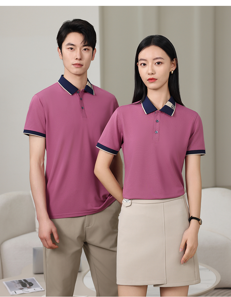 200g comfortable skin-friendly ice ion color double F short-sleeved lapel polo shirt HW01-932