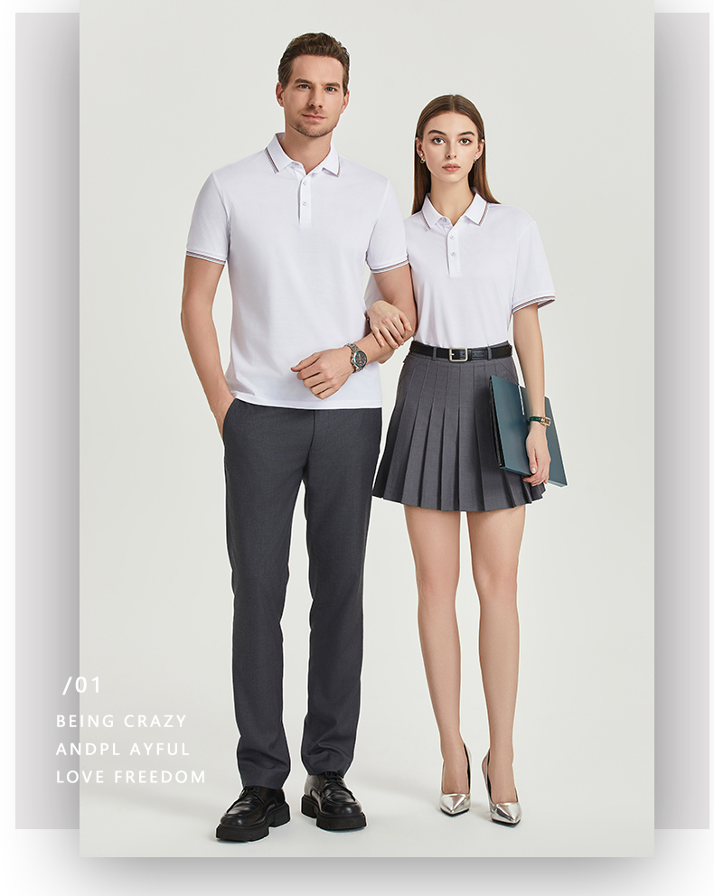 Breathable moisture-wicking mercerized pearl short-sleeved lapel polo shirt GJ61-W2822001