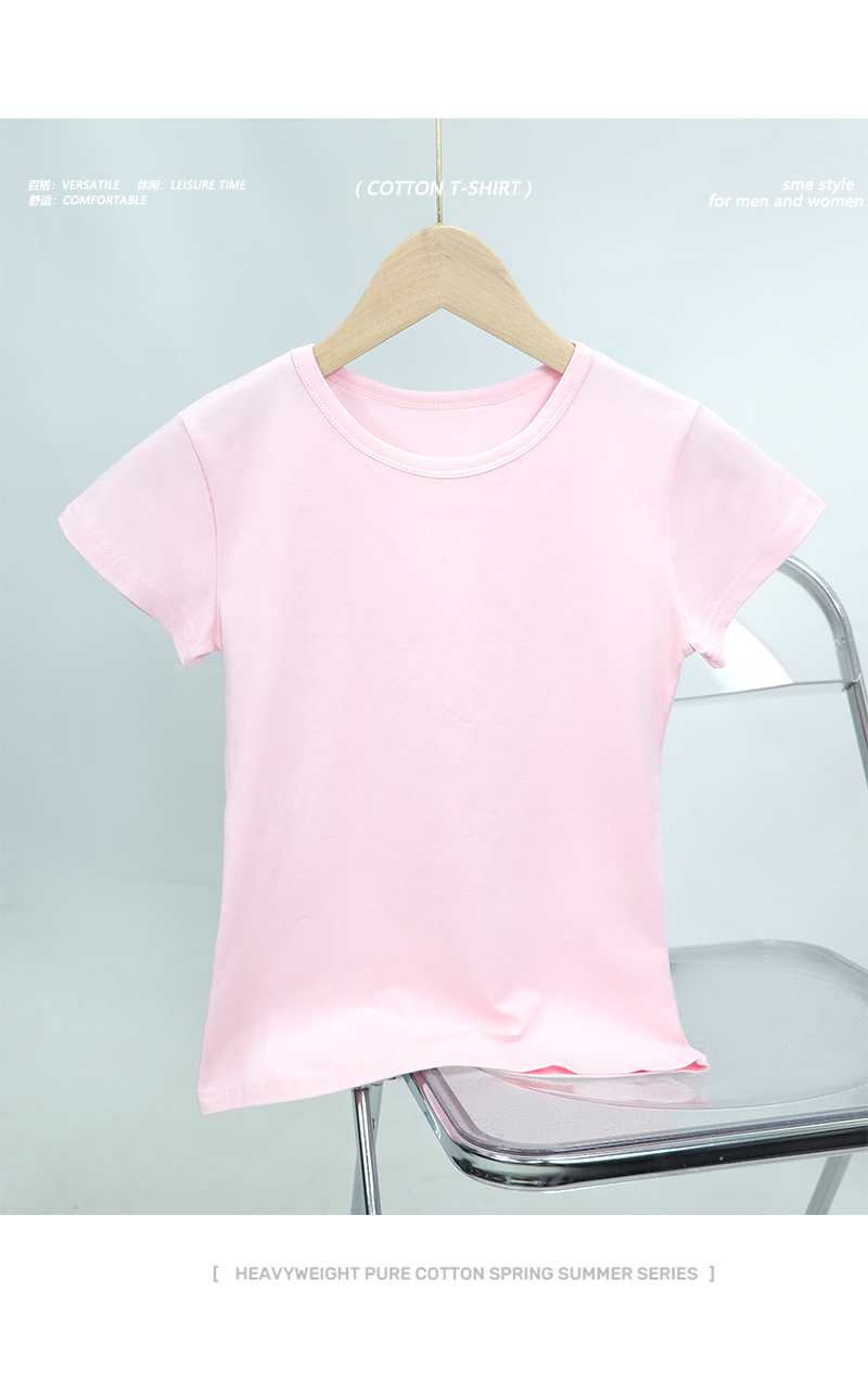 200g ribbed cotton slim waist short women T-shirt G21-S601