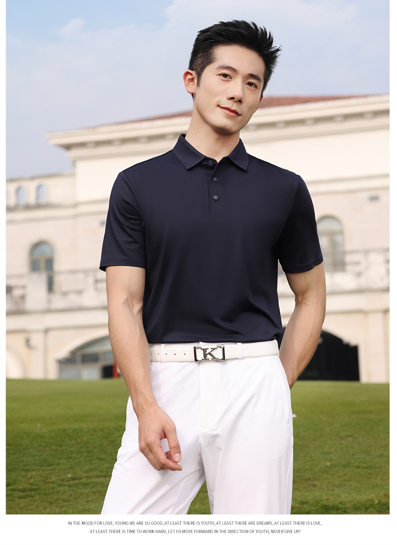 175g nylon cotton silk cool touch short-sleeved lapel POLO shirt GJ11-83003