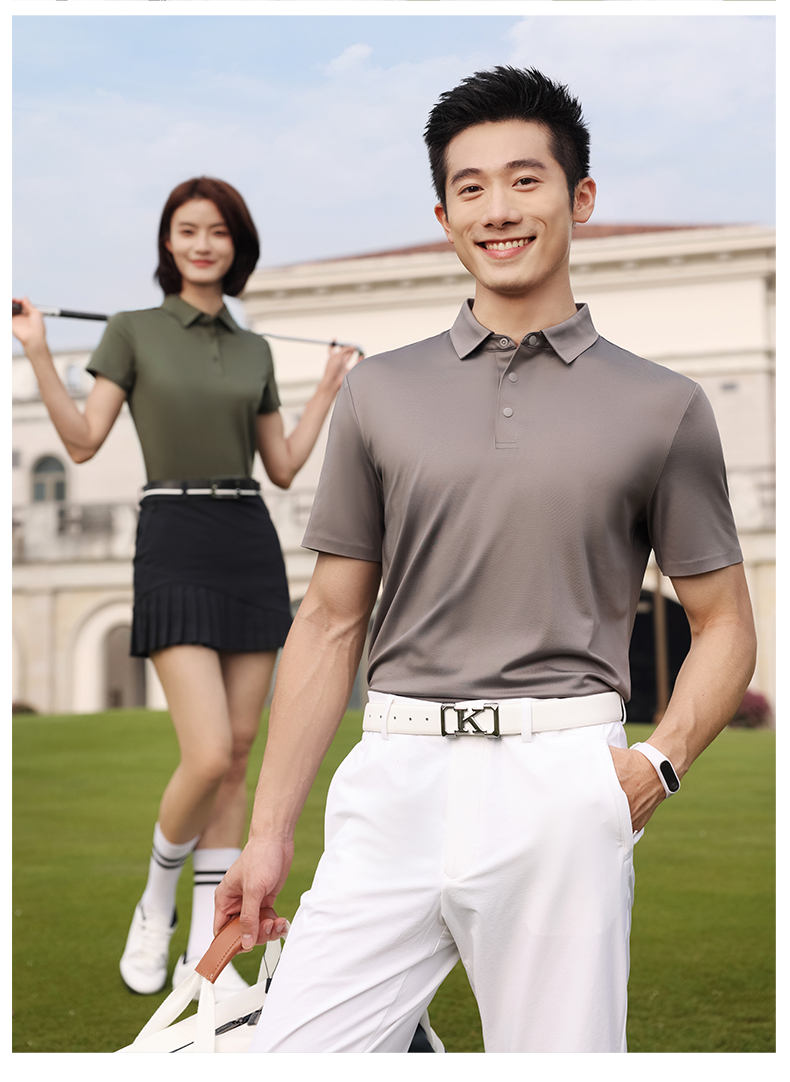 175g nylon cotton silk cool touch short-sleeved lapel POLO shirt GJ11-83003