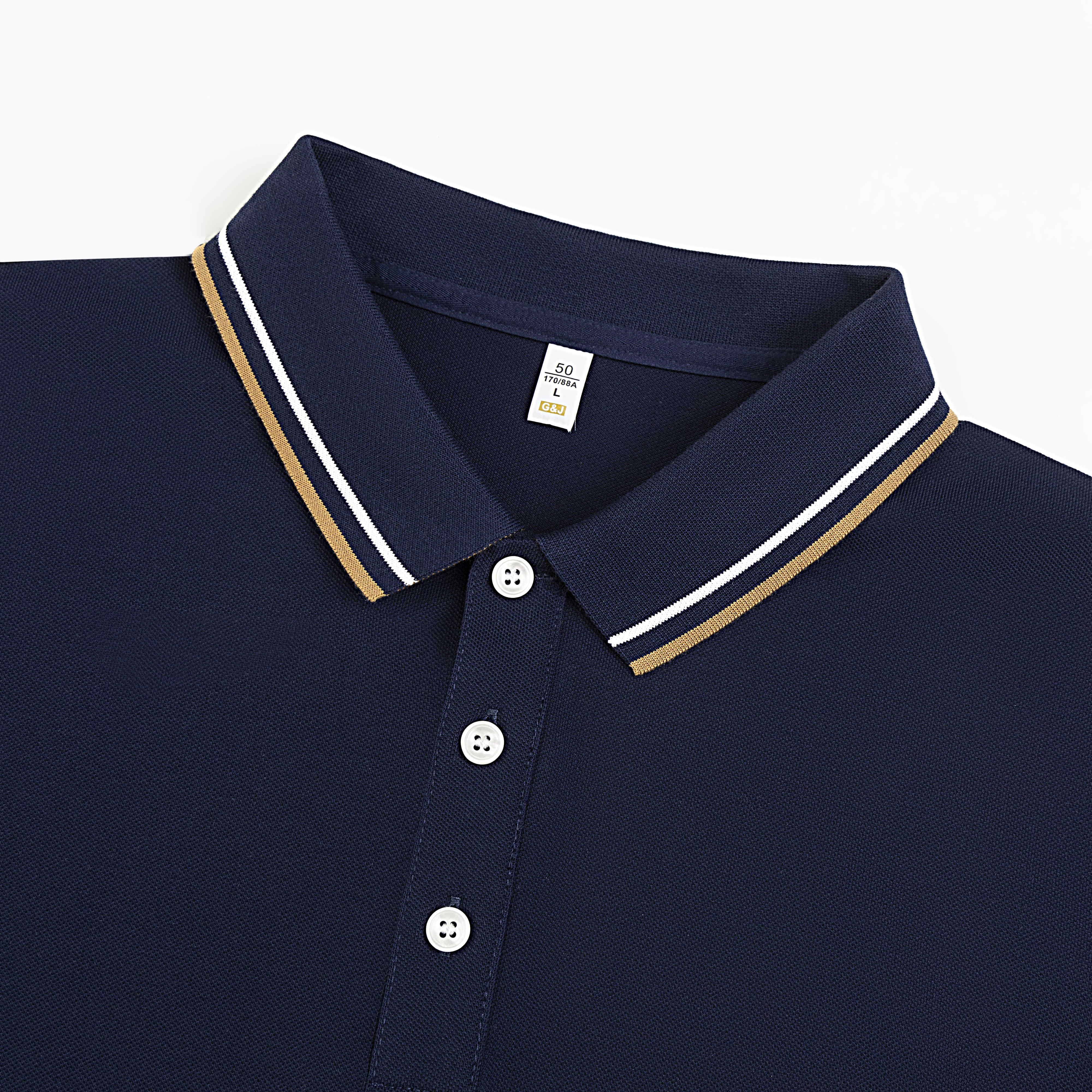 210g Xinjiang cotton pull-up pique short-sleeved lapel polo shirt universal GJ34-802