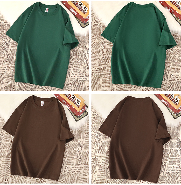 220g heavyweight soft skin-friendly pure cotton drop shoulder round neck short sleeves YZ01-X5