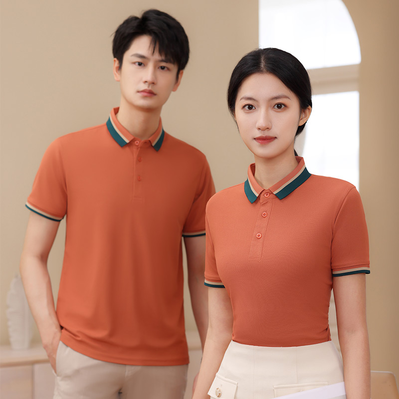 220g imitation cotton double yarn workwear short-sleeved lapel polo shirt L18-6605