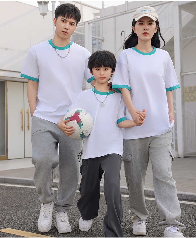 200G parent-child bump edge children round neck short sleeves SNS-3302