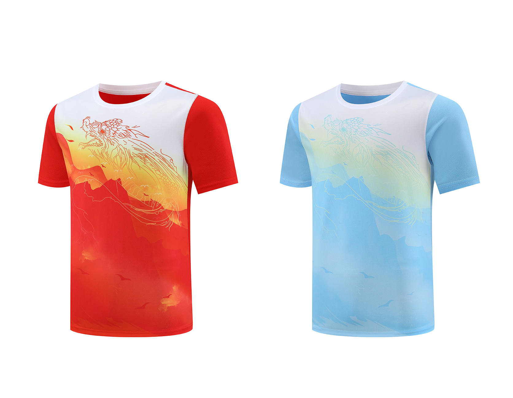 Gradient Printing Pearl Quick Dry Round Neck Short Sleeve 110-1856