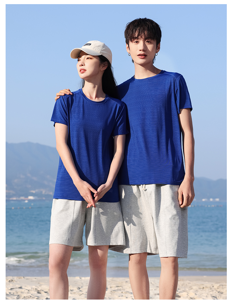 Nylon basic solid color round neck short sleeve T-shirt H17-610