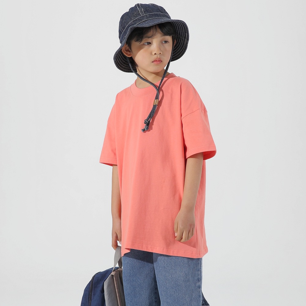 240g children heavyweight threaded silhouette loose drop shoulder short-sleeved T-shirt W13-BT039