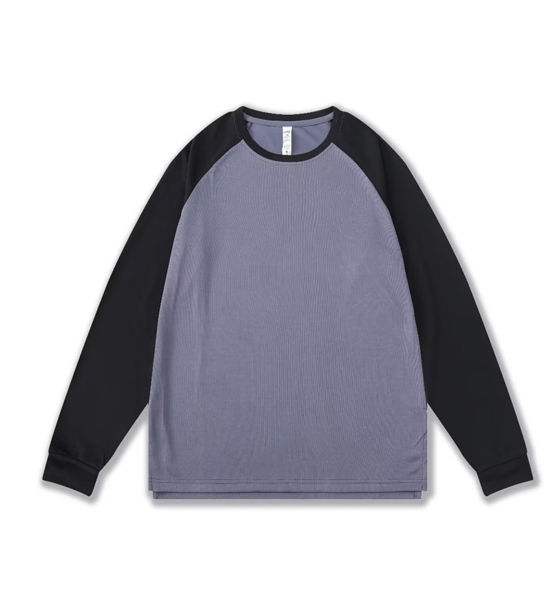 Colorblocked round neck long-sleeved T-shirt GLT-713