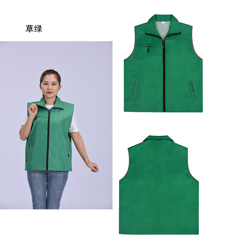 Composite single layer reflective three pocket vest L09-001