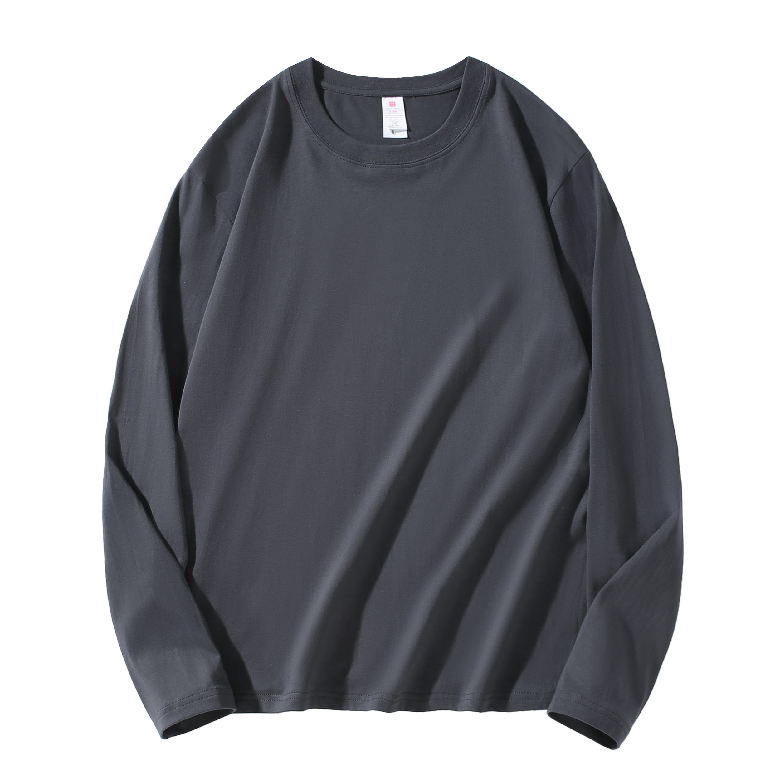 220g combed cotton heavyweight round neck long sleeve T-shirt B22-050