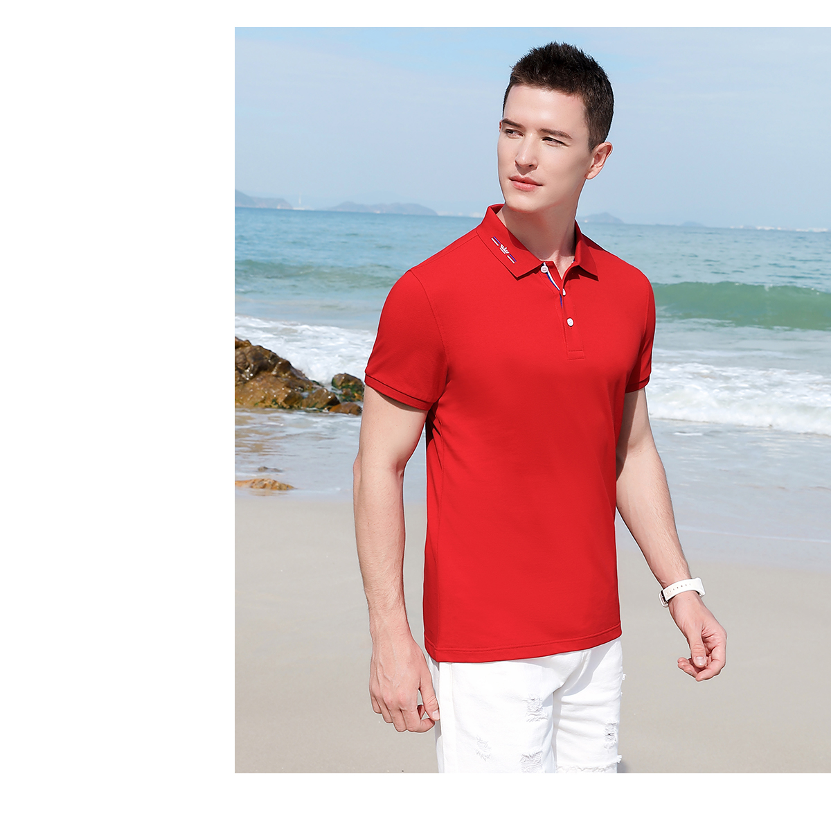 185g Xinjiang cotton pique lapel short-sleeved POLO shirt universal GJ19-223