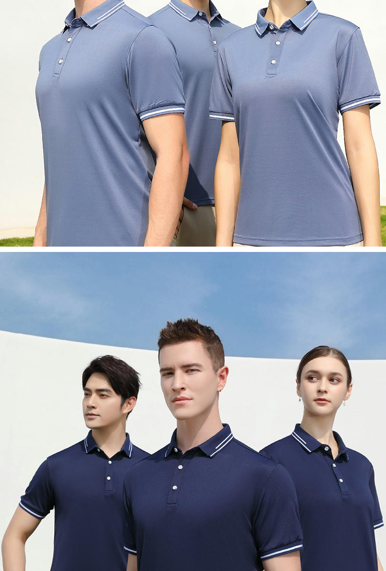 200g ice silk hem lapel short sleeve POLO shirt universal style YZ02-2902