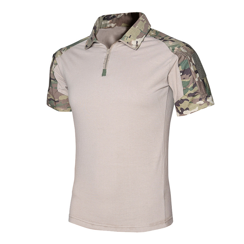 Camouflage lapel short-sleeved training suit universal style H24-0529