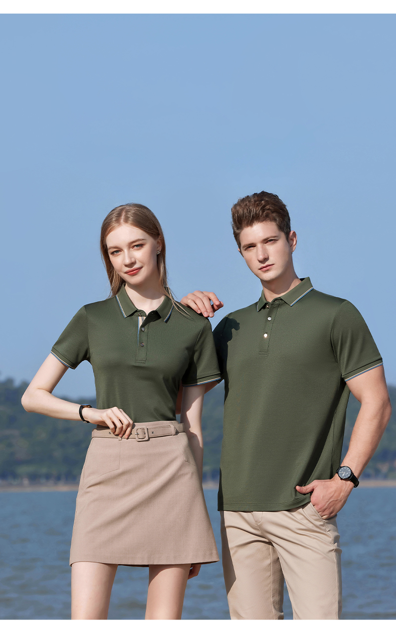 190g 40 antibacterial silk pique pull-on collar short-sleeved POLO shirt universal GJ39-3903