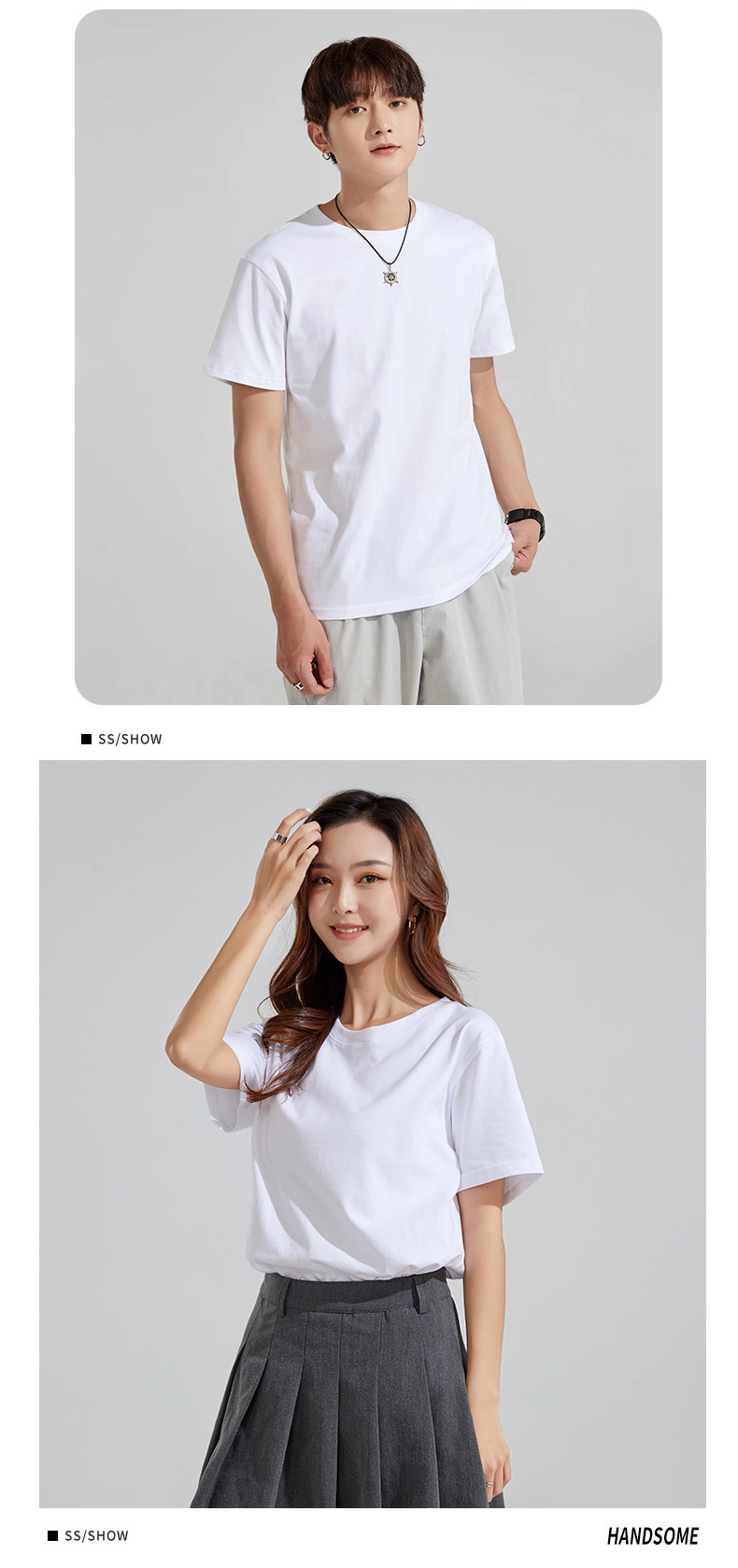 Pure cotton short-sleeved round neck T-shirt KD2-JR8905