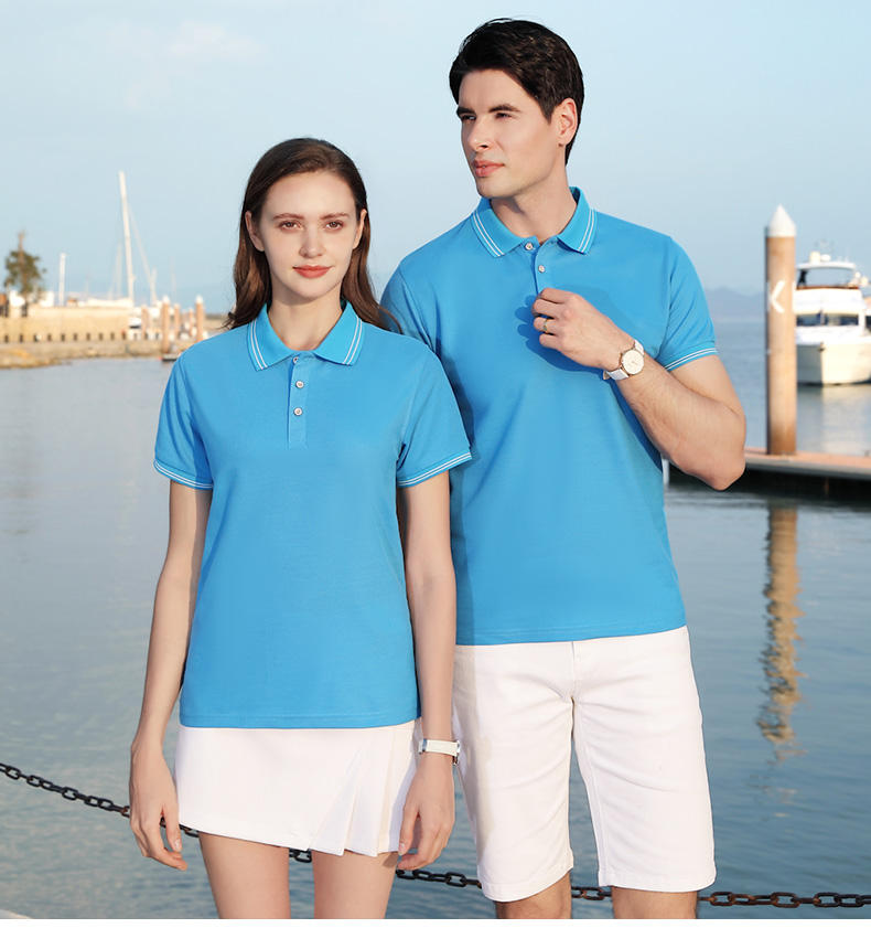 200g Baroque blue lapel short-sleeved POLO shirt universal model YZ02-2168