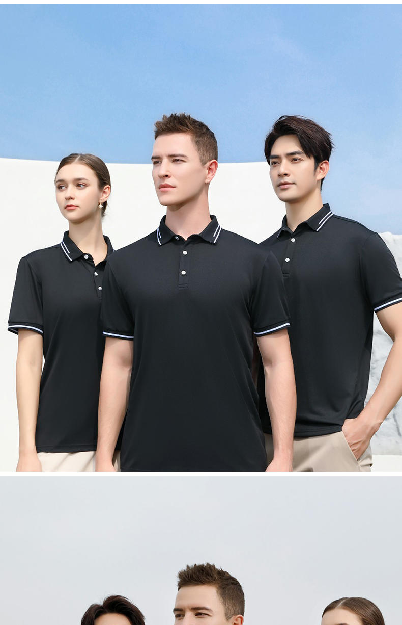 200g ice silk hem lapel short sleeve POLO shirt universal style YZ02-2902