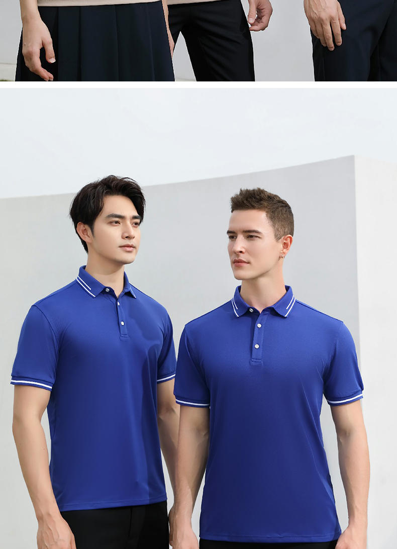 200g ice silk hem lapel short sleeve POLO shirt universal style YZ02-2902