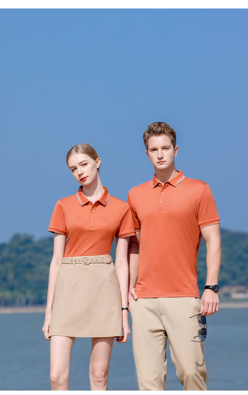 190g 40 count comfortable antibacterial silk beaded pull-down collar short-sleeved POLO shirt universal GJ39-3909