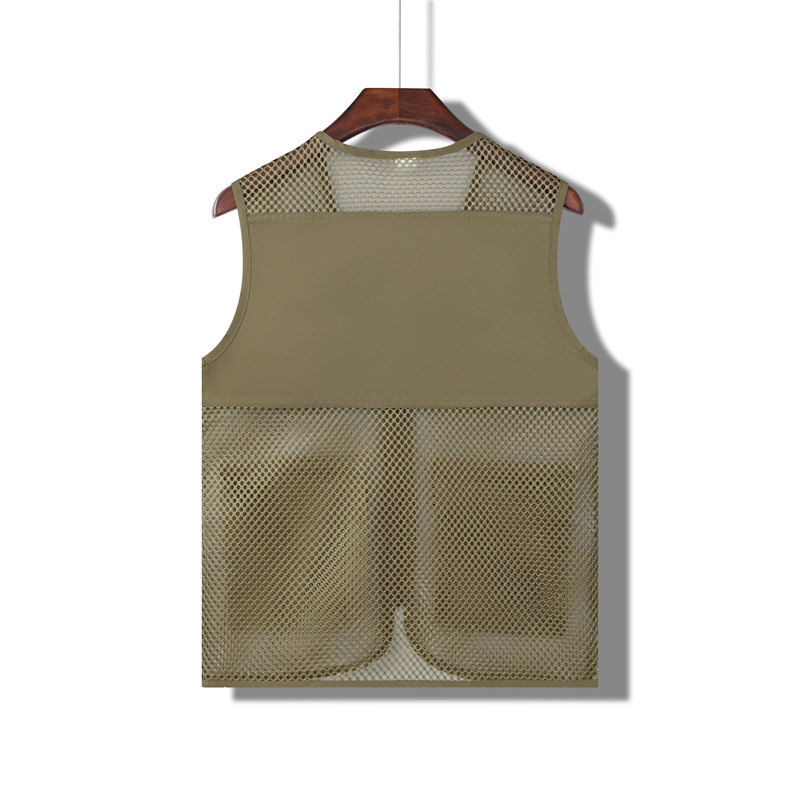 Solid color fishnet double pocket vest GJ68-011