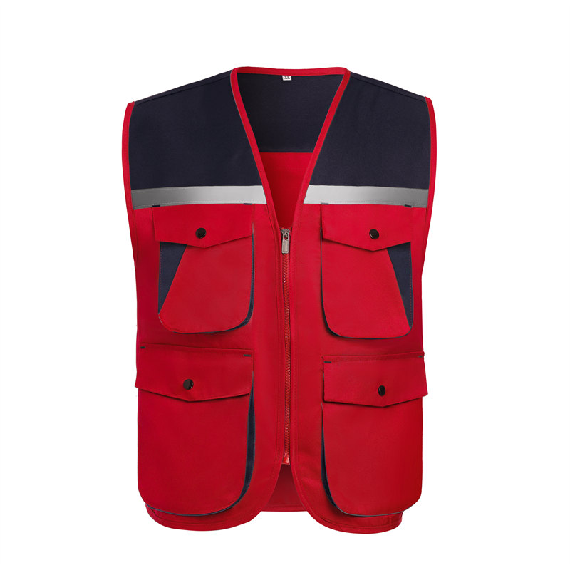 Multi-pocket color matching vest GJ68-029