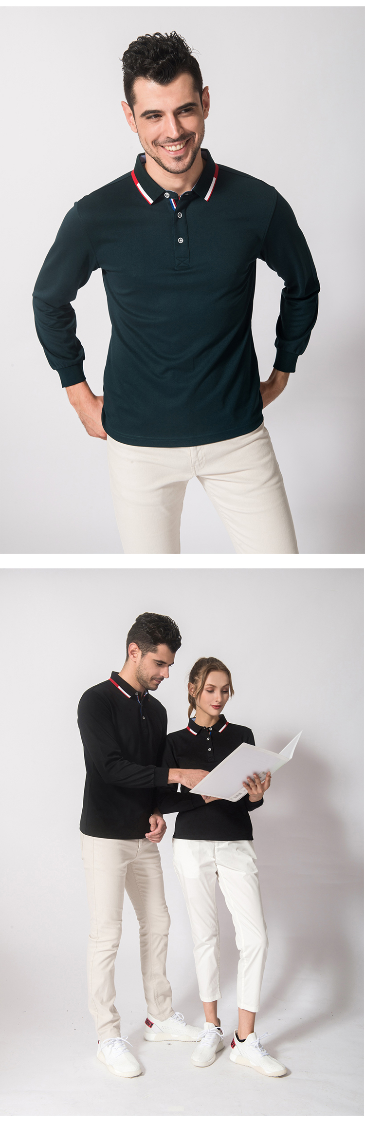 260g double-sided copper-ammonia mercerized cotton business lapel long-sleeved POLO shirt universal GJ11-9058