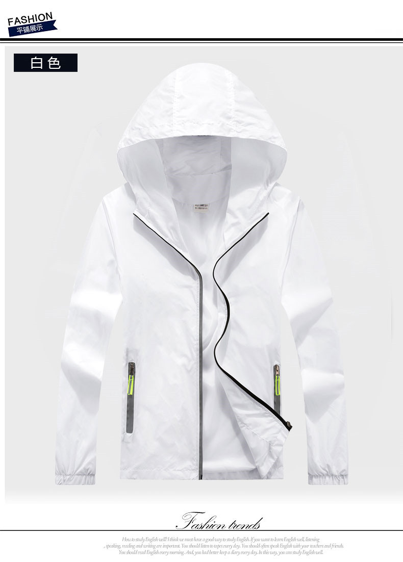 Polyester reflective strips light sun protection hooded windbreaker universal 223-511