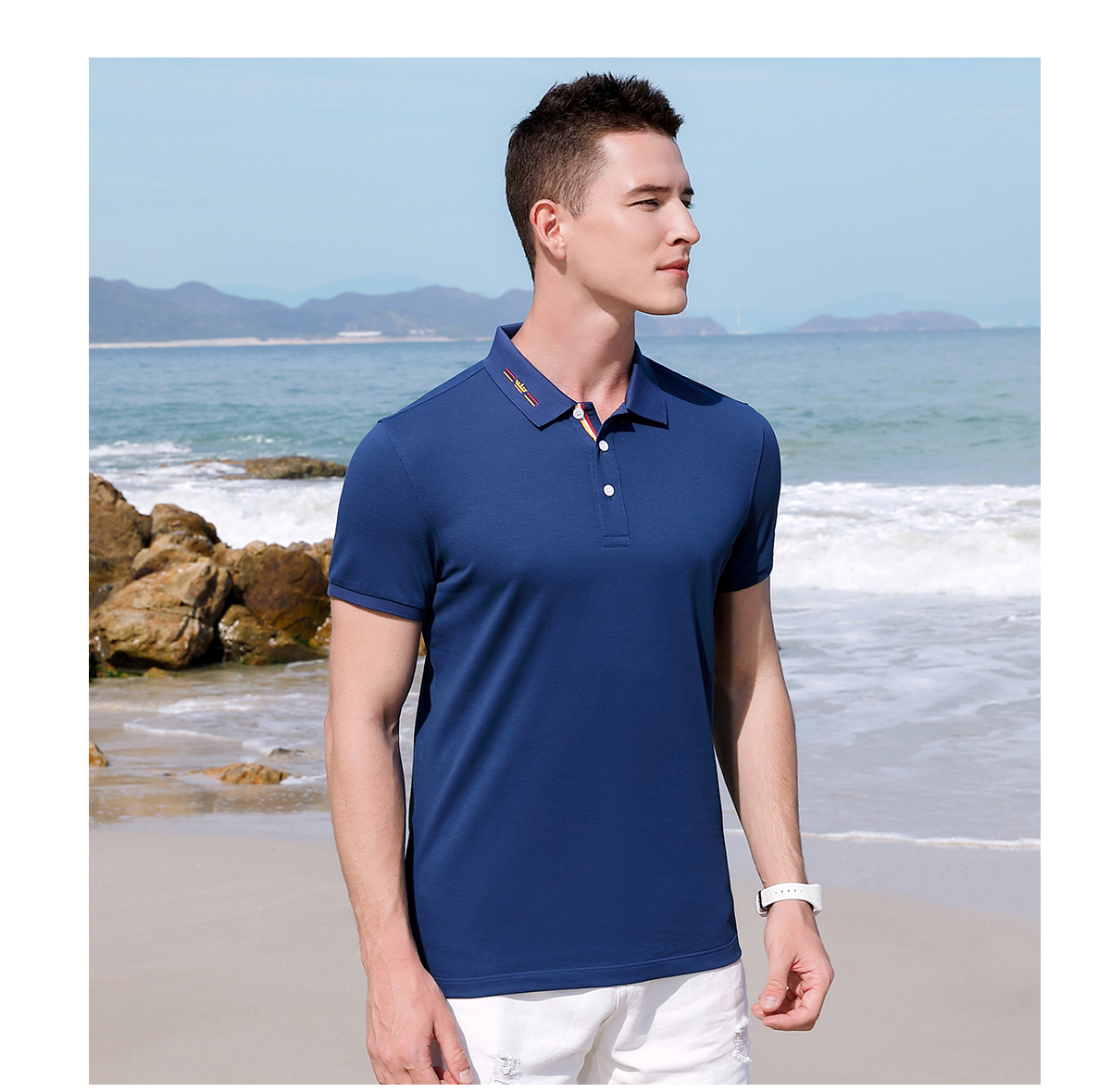 185g Xinjiang cotton pique lapel short-sleeved POLO shirt universal GJ19-223