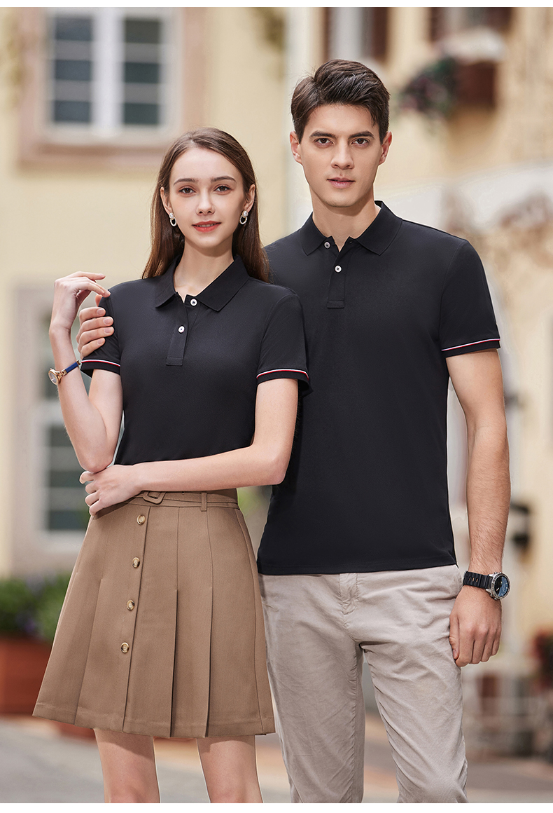 195g hexagonal mercerized antibacterial beads lapel short-sleeved polo shirt 72-2385