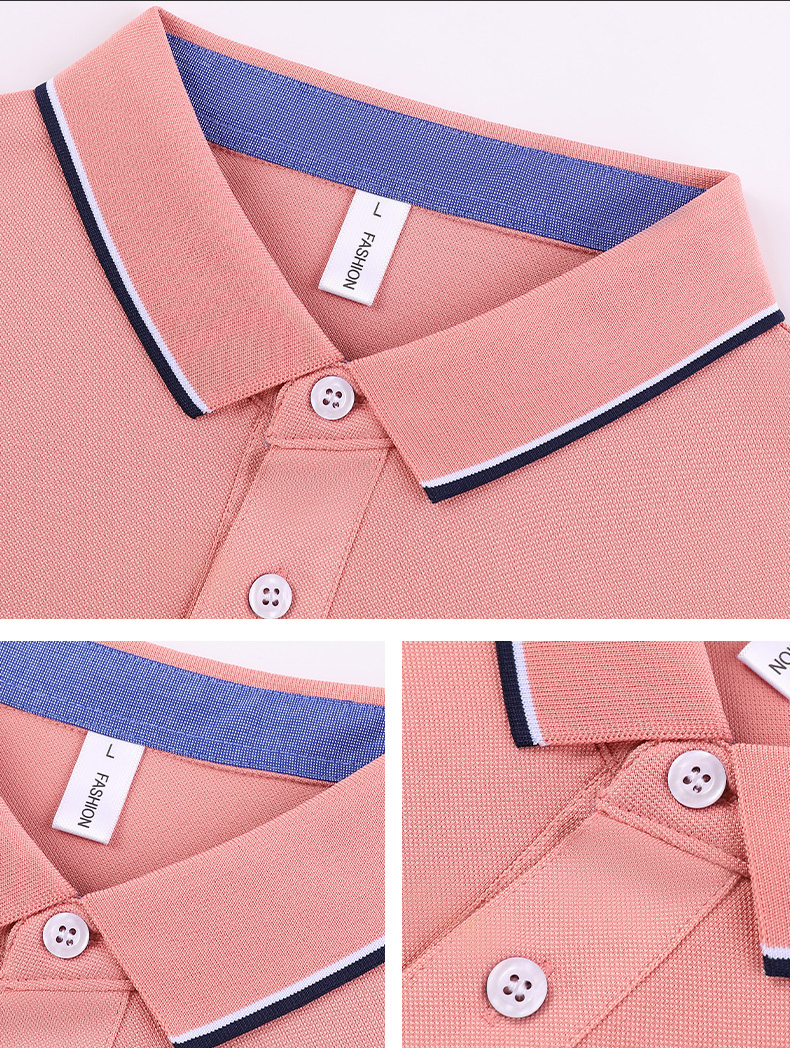 200g ice silk cotton color two-level collar lapel short-sleeved POLO shirt universal style W01-6605