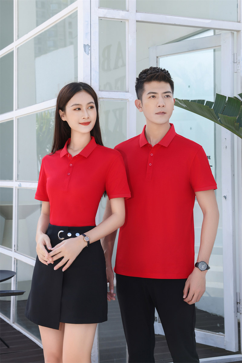 200g antibacterial silk cotton solid color lapel POLO shirt GJ18-A1303