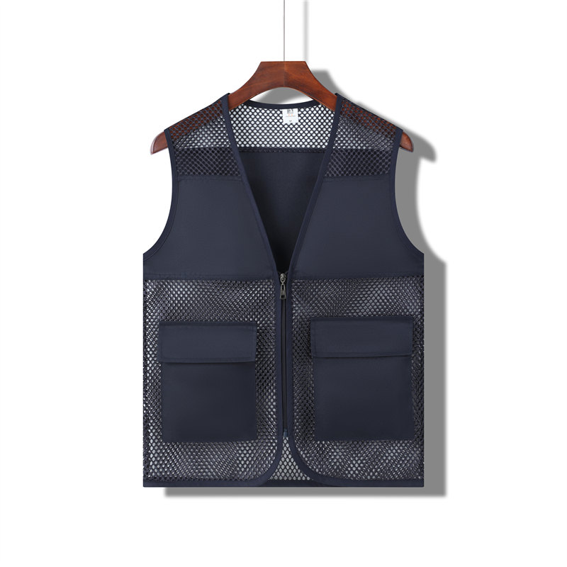 Solid color fishnet double pocket vest GJ68-011